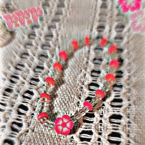 Simple floral preppy pink bracelet